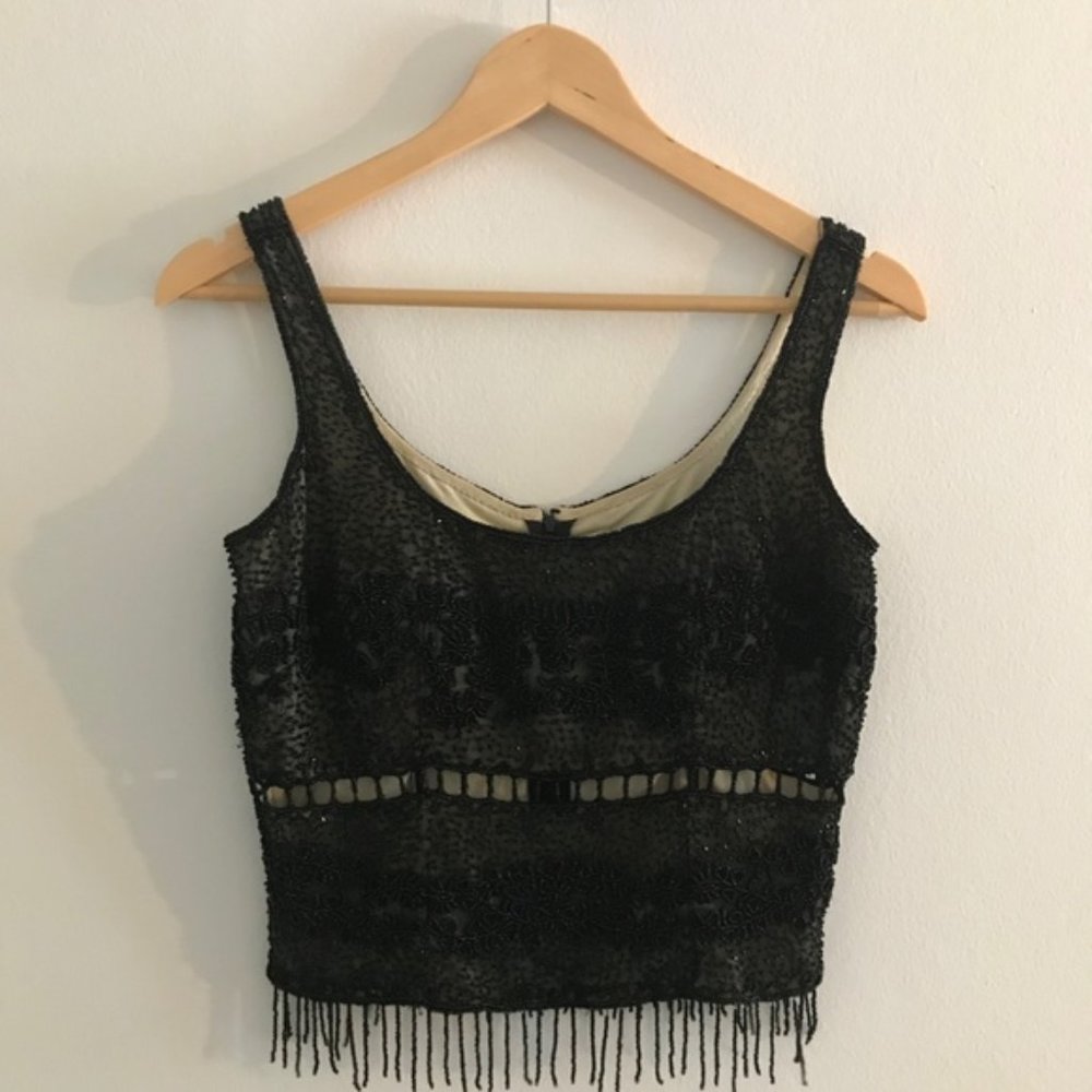 Hand Beaded Crop Top with Window Cutout
